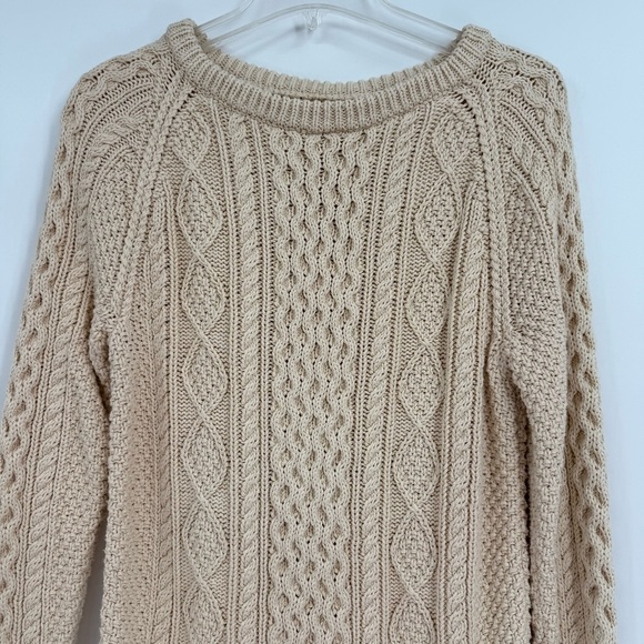 LL Bean Signature Fisherman Tunic Sweater Womens Size S Ivory Cable Knit - Picture 4 of 11